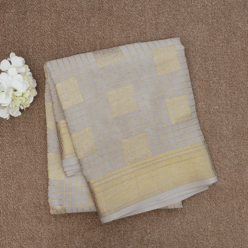 Pure mysore crepe checks meena weaving silk saree