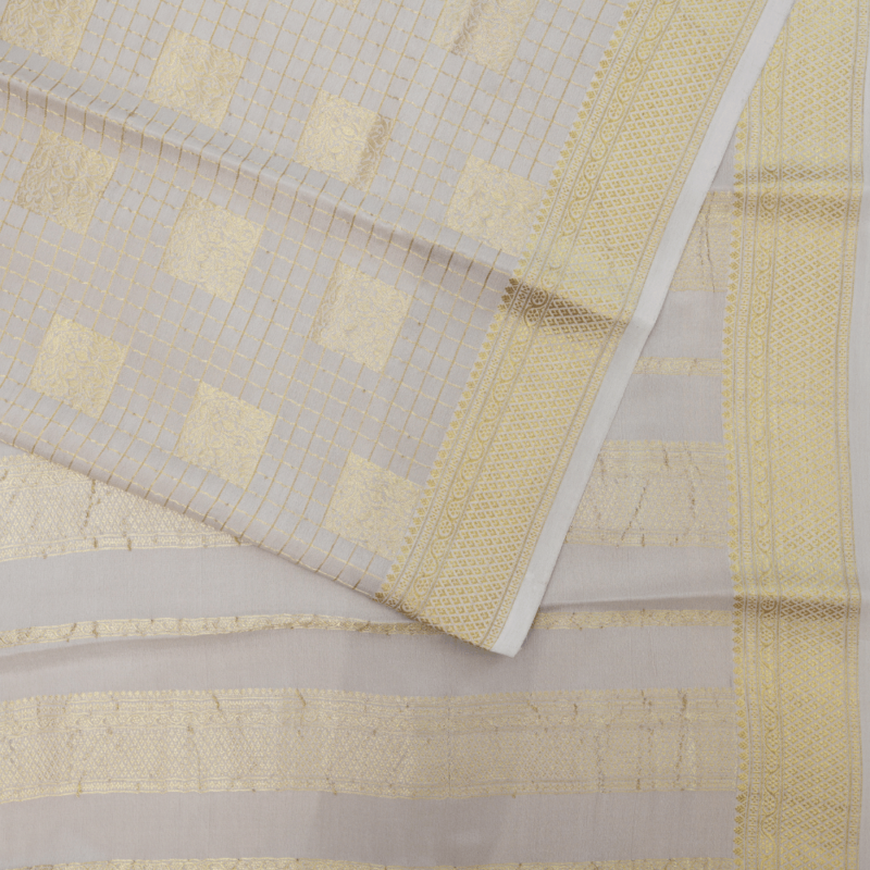 Pure mysore crepe checks meena weaving silk saree - Image 2