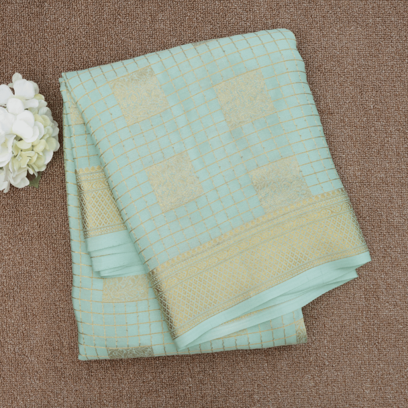 Pure mysore crepe checks meena weaving silk saree
