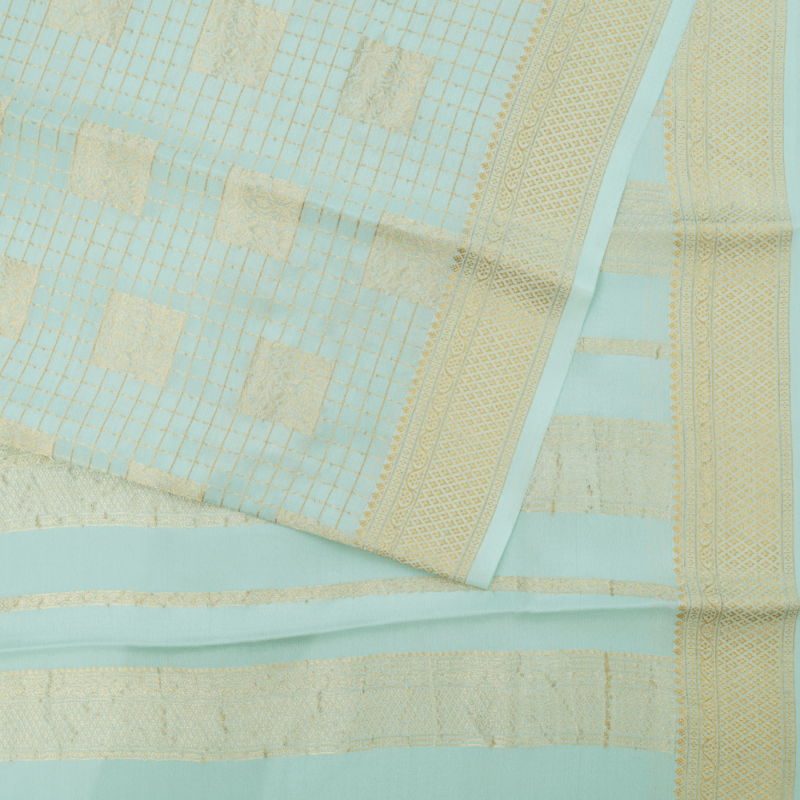 Pure mysore crepe checks meena weaving silk saree - Image 2