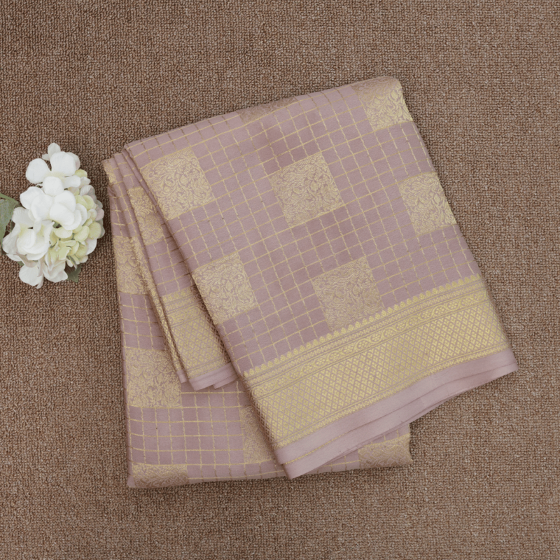 Pure mysore crepe checks meena weaving silk saree
