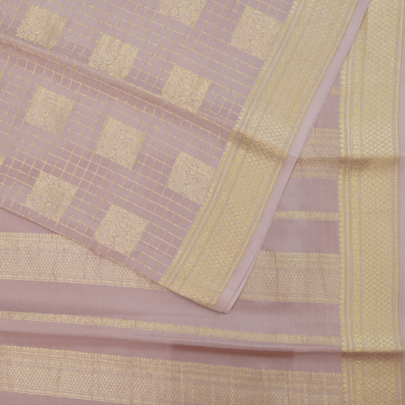 Pure mysore crepe checks meena weaving silk saree - Image 2