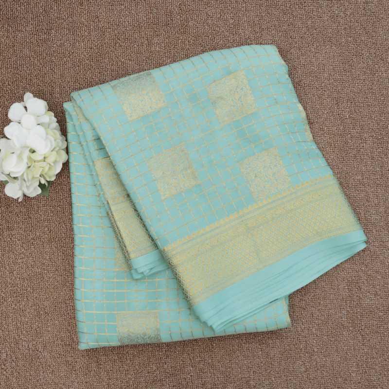 Pure mysore crepe checks meena weaving silk saree