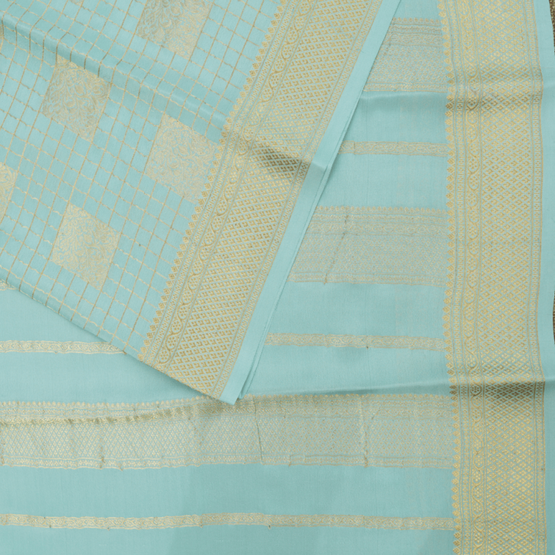 Pure mysore crepe checks meena weaving silk saree - Image 2