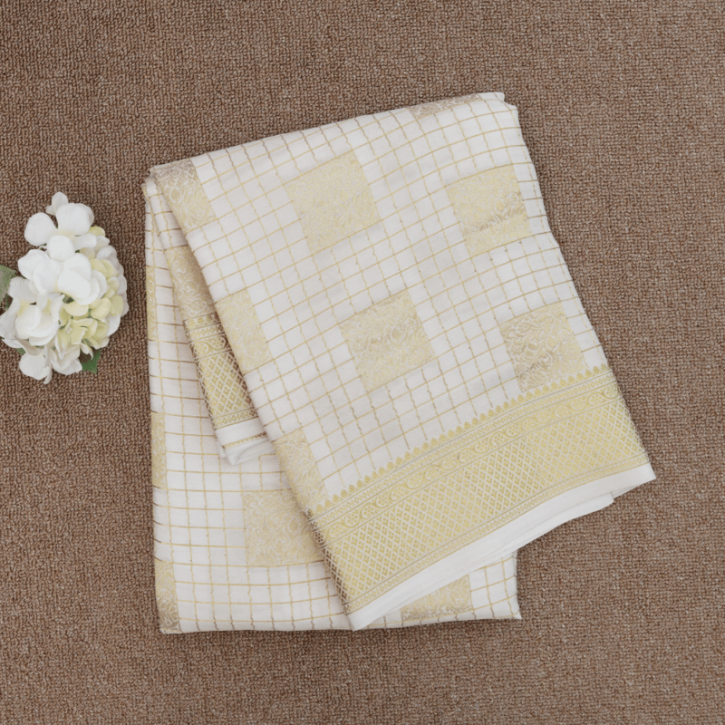Pure mysore crepe checks meena weaving silk saree