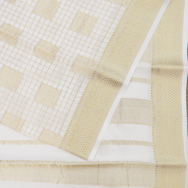 Pure mysore crepe checks meena weaving silk saree - Image 2