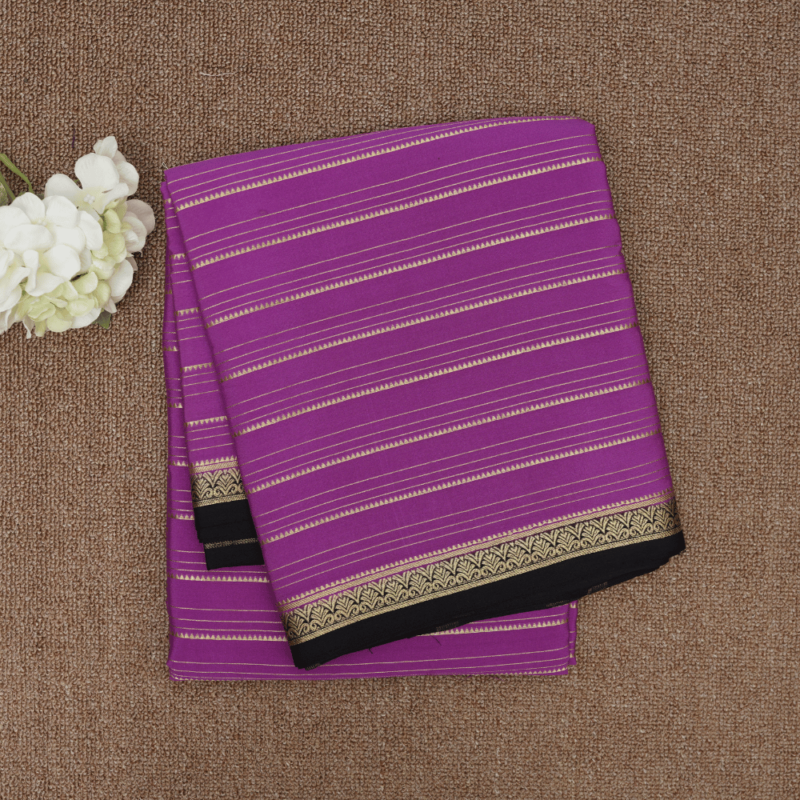 Pure mysore crepe constast piping border saree
